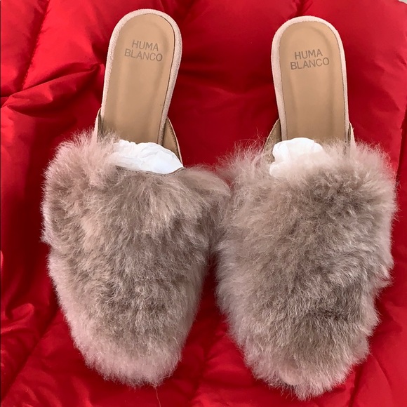 Antonia Leather Slide Alpaca Suede Wedges - Picture 6 of 6